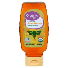 New Great Value organic strained raw honey, Gluten Free, 16 oz Plastic BOTTLE