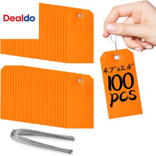 100 Pcs Marking Tags with String Rectangle Plastic Hang Tags Waterproof Orange T