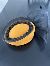 VTG 100 Wool Women s Church Derby Hat Orange W/ Black Sequin Netting USA MADE