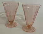 1930s Federal SHARON/CABBAGE ROSE PINK 6 3/4" -  2 FOOTED ICED TEA TUMBLERS