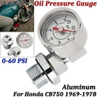 Aluminum 0-60 PSI Oil Pressure Gauge Kit For Honda CB750 1969-1978 Chrome