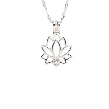 LOTUS Flower of Beauty Pendant With 16" Necklace Chain Love Wish Pearl Kit