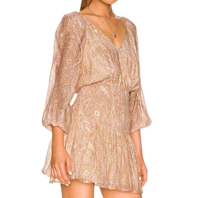 NWT MINKPINK Womens Multicolor Paisley Smocked Waist Catalina Mini Dress Size XL