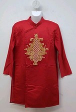 Ao Dai With Gold Lace Vietnamese Lunar New Year Men's Dress Size XXL Red
