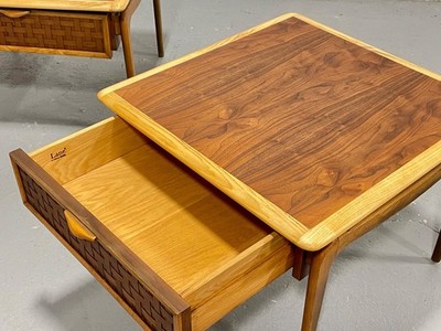 Mid Century Modern Walnut & Oak End Tables – Lane Perception by