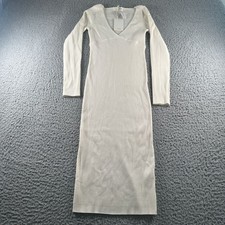 Wilfred Gabrielle Sweater Dress Womens M Ribbed V Neck Maxi Light Birch NWT