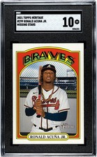 Ronald Acuna Jr 2021 Topps Heritage Missing Stars Variation SGC 10 Braves