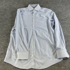 Charles Tyrwhitt Extra Slim Fit Dress Shirt 16 34 Blue Stripe Non Iron Cotton