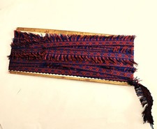 Early 1900s Silk Fringe Upholstery Trim, Blue and Rust, 2 3/4 Yards