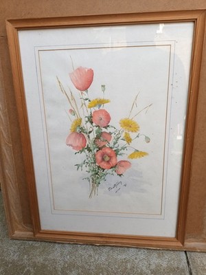 EIN GEMISCHTER HAUFEN VON LINDLEY-HAWTHORN ORIGINAL SIGNIERTES AQUARELL GEMÄLDE IM RAHMEN