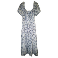 SHEIN White Maxi Dress with Blue Floral Print