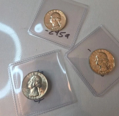 1961 - 1962 D - 1964 -  Lot of 3 - 90% BU Washington Silver Quarters - 26003