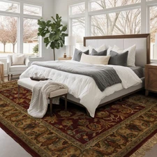 Karastan 6'x9' Burgundy Green New Zealand Wool Antique Finished Oushak Area Rug