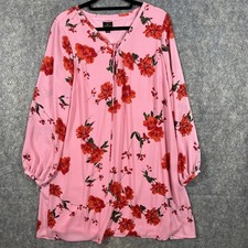 Worthington X-LG Pink Strawberry Cross Nech Long-sleeve Shift Dress