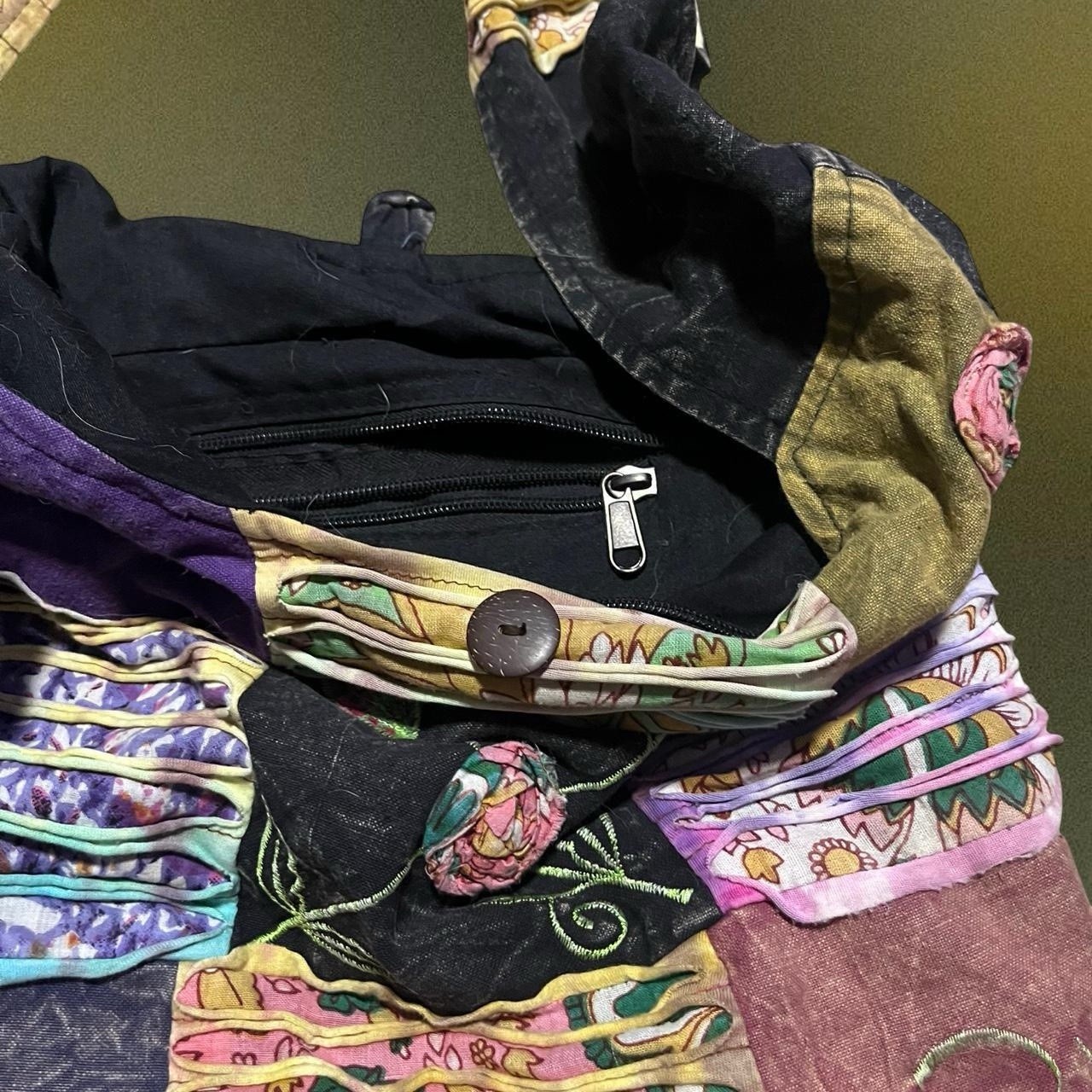 Multicolor Patchwork Shoulder Bag Embroidered But… - image 3