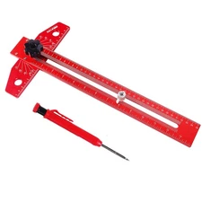 Adjustable Woodworking Scriber Marking Line Ruler Aluminum Alloy Sliding T-Sq...