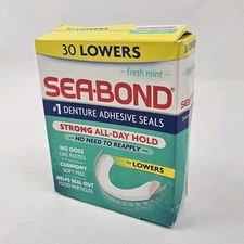 Sea Bond Secure Denture Adhesive Seals, Fresh Mint 30 Count (Pack of 1) Lowers