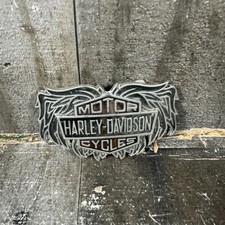 Vintage Official Harley Davidson Belt Buckle 1983 Solid Brass Wings H-507
