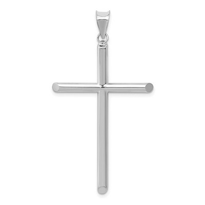 Echt 14K Weißgold poliert Hohlkreuz Anhänger; Damen & Herren