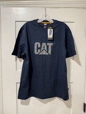 NWT CAT Men's Workwear Relaxed Fit T-Shirt Navy Blue Rubber Logo Size Medium