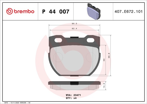 Hinterachse Brembo P 44 007 Bremsbelagsatz, Scheibenbremse FüR Land Rover-image