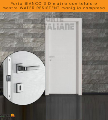 Porta Interna Bianca 3D Matrix 70x210 Cm - Water Resistant, Con Telaio E Mostrine, Destra - Foto 7