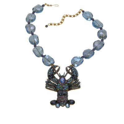 Heidi Daus Shellfishly Stunning Beaded Crystal Drop Necklace Blue
