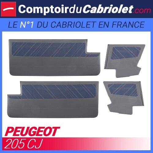 4 Panneaux de portes pour Peugeot 205 CJ cabriolet en similicuir noir haute résistance