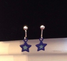 BLUE STAR CLIP ON EARRINGS
