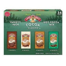Rich Brown Hot Cocoa Mix 34 Pack Creamy Flavors Chocolate Vanilla Caramel Mint