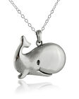 Smiling Whale Pendant Necklace 925 Sterling Silver Whimsical Happy Ocean Gift