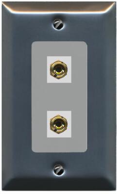 RiteAV 2 Port Banana Jack Plug (1 Speaker) Wall Plate - 1 Gang [Stainless/Gray]