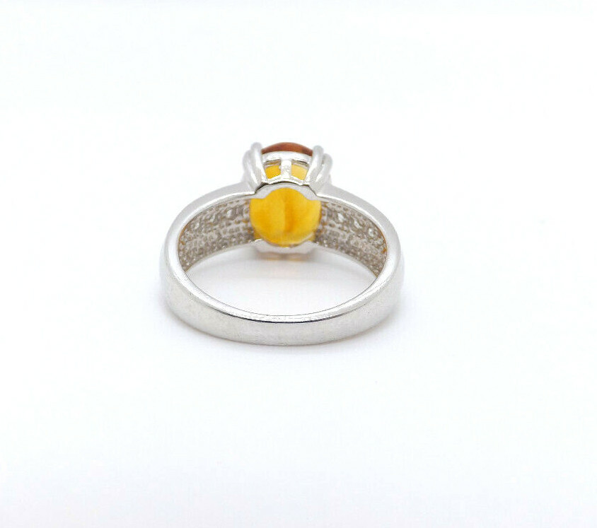 DK Sterling Silver Oval Madeira Citrine & CZ Ring… - image 4