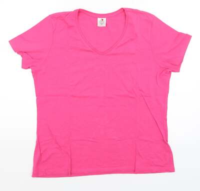Stedman Damen Basic T-Shirt rosa Baumwollmischung Größe XL V-Ausschnitt