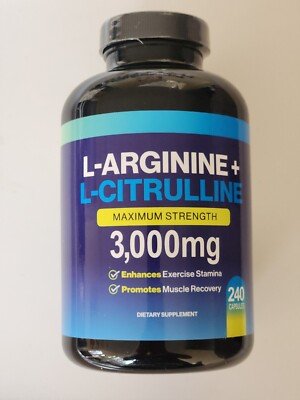 L-Arginine 1000mg L-Citrulline 2000mg 240Caps Amino Acid Non GMO/Gluten  Free