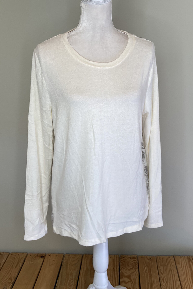 bobeaux NWOT women's snake skin pattern sweater size L ivory F6