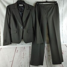 John Meyer Women Size 8 Dk Brown Pinstripe 1 Button Lined 2pc Pant Suit 31x32 FF