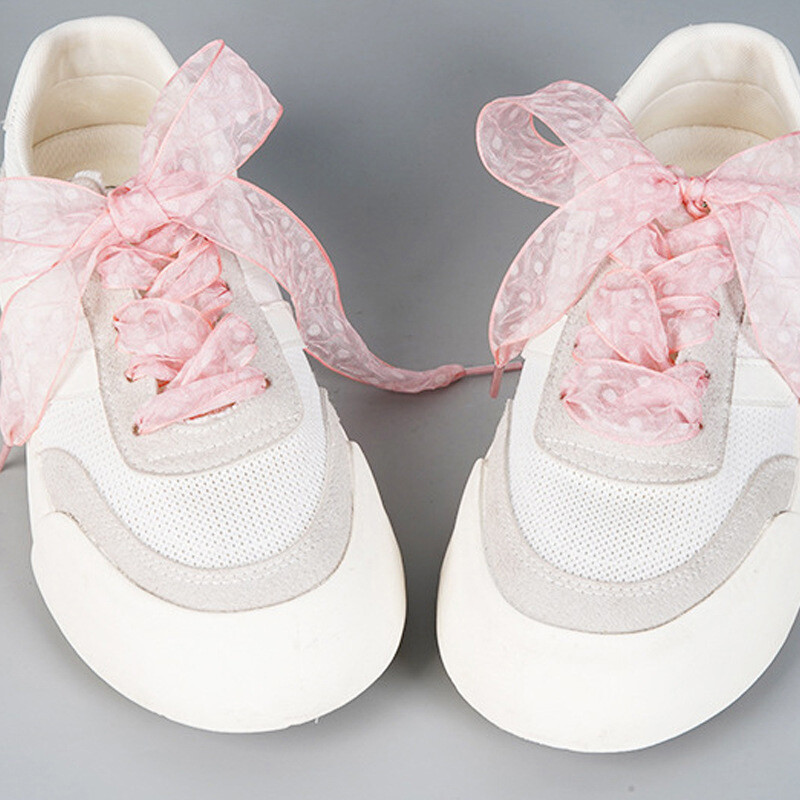 APL Lacci per scarpe in organza con volant larghezza 120 cm lacci con fiocco di tendenza per sneaker bianco casual_Q