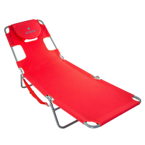 Ostrich Chaise Lounge, Facedown Beach Camping Pool Tanning Chair, Red (Open Box) - Afbeelding 1 van 9