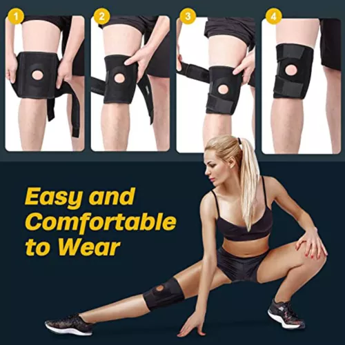 Knee Brace Compression Sleeve Joint Support Open Patella Stabilizer Wrap Straps - Picture 9 of 32