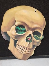 1980's Vtg Skull Snake Bat Portrait Halloween Die Cut Decoration Monster 13.5"