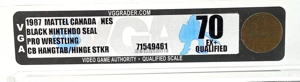 Pro Wrestling Nintendo NES New 1987 VGA 70 Q Qualified Hangtab Gloss Sticker - Image 2 of 3