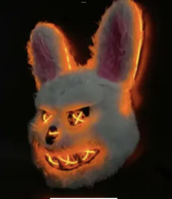Halloween Plush Bloody Rabbit LED Mask Horror Mad Bear Scary Mask Funny ...