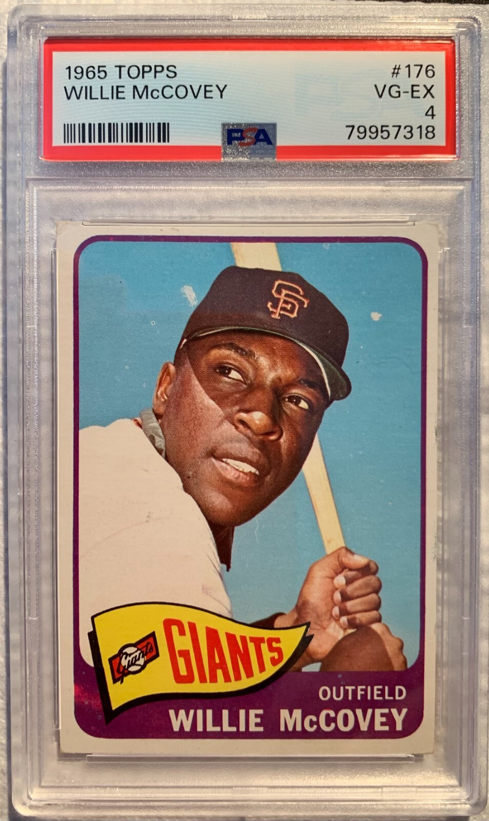 1965 TOPPS WILLIE MCCOVEY #176 PSA 4 VG-EX HALL OF FAME POP 163
