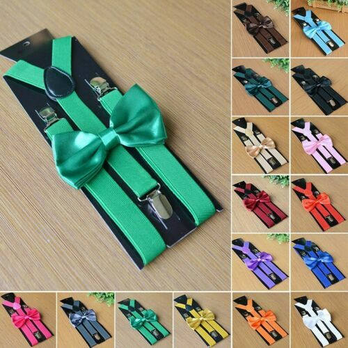 FETARCH Bretelle Uomo 2,5cm Y Forma Elastici E Regolabili Bretelles Con Papillon Coordinate Beige 109617910