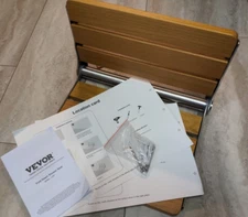 VEVOR Folding Oak Shower Seat Wall Mounted Shower Bench 440lbs Rust-proof