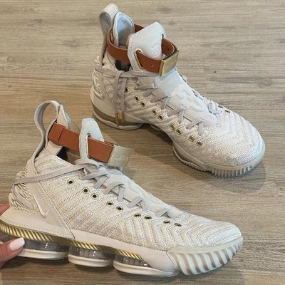 Nike LeBron 16 HFR High Top Basketball Sneaker - White Gold Brown