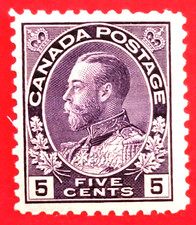 Canada Stamp 112 Wet Printing  King George V Admiral Issue  MNH F-VF CV$120