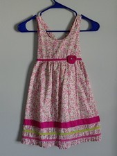Childrens Place Girls Pink Ditsy Floral Rosette Cotton Sundress Summer Cottage 6