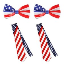 Pingyongchang 2PCS Men's American Flag Bow Tie Pre Tied USA Patriotic